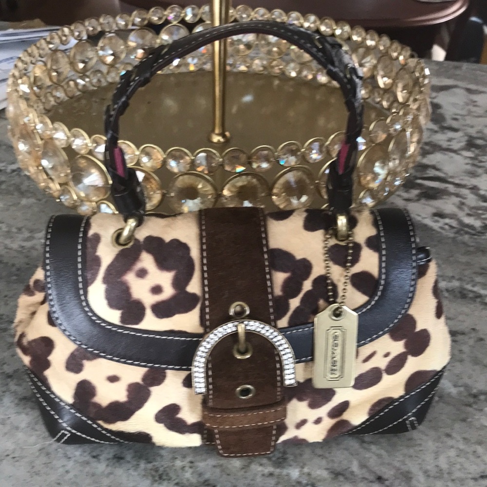 COACH LIMITED EDITION vintage Y2K Madison top handle ocelot leopard rhinestone
